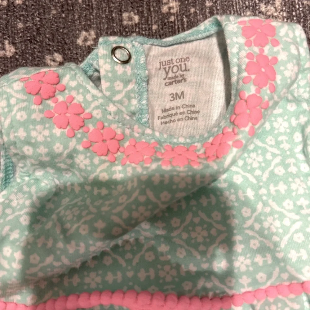 Carter’s Baby Girls Hot Pink/Mint Green/White Bubble 🫧 Short/Tank Set Si…